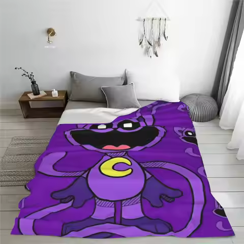 CATNAP DOGDAY Cartoon Smiling Critters Blanket Flannel Decoration Portable Thin Throw Blanket for So