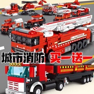 Main battle fire truck rescue vehicle toy boy lar Main Warfare fire truck compatible Lego engineering truck toy boy Large Male Assembled Building Blocks over Seven Years Old 5.2