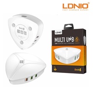 100% Original LDNIO 6IN1 Qualcomm 3.0 6 USB Port Dekstop Charger 1.5M Extention UK Plug Fast Chargin