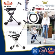 RoyalKiddies Kids Magic Stroller (3-Wheels) Strong &amp; Foldable Bike Trolley With Safety Fence Scooter