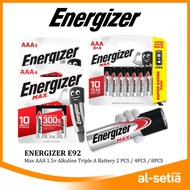 ENERGIZER MAX AAA 1.5V ALKALINE TRIPLE A BATTERY BATTERIES 2 PCS (E92BP2) / 4PCS (E92BP4) / 8PCS (E9