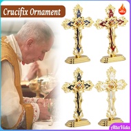 Alta Standing Crucifix Saint Benedict Metal Crucifix Cross Ornament Decoration Car and Office