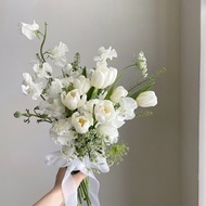 【鮮花】白綠色鬱金香香豌豆韓式鮮花捧花