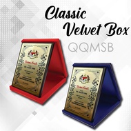 KOTAK BALDU/VELVET BOX PENGHARGAAN/BERSARA/ANUGERAH/VELVET BOX with ALUMINIUM PLATE PRINTING