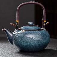 Tianmu glaze Jianzhan teapot, single-handled teapot, large-capacity ceramic Kung Fu tea set, househo