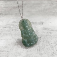 觀音玉石墜 A貨玉石 天然緬甸翡翠 冰糯種 附贈925純銀 雕刻玉珮