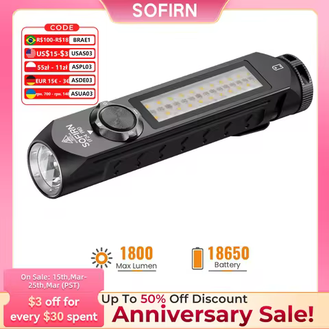 New Sofirn IF24 PRO SFT40 LED 1800lm Flashlights 18650 Rechargeable RGB Buck Driver Flood Spot Torch
