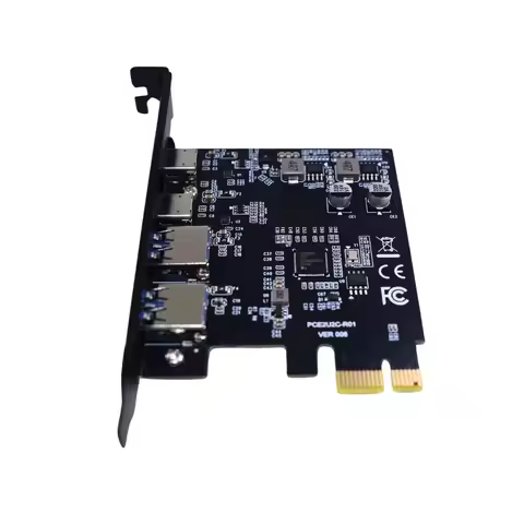 TISHRIC 5Gbps PCIE 1X To 2 Ports USB3.0 Type C Expansion Card PCIE 1X USB Adapter Multiplier PCI Exp