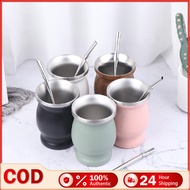 2Pcs/Set Yerba Mate Gourd Set 304 Stainless Steel 8oz Teaware Yerba Mate Cup Home Mate Tea Cup with 