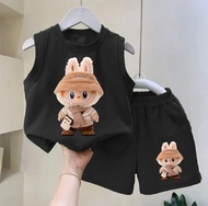 SETELAN BAJU ANAK LAKI LAKI LEKBONG MOTIF LABUBU VIRAL 1-5TAHUN TERLARIS