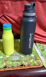 二手 星巴克 高飽度的黃色 不鏽鋼水瓶160Z 美國康寧Snapeare 316不鏽鋼保溫瓶1520ml