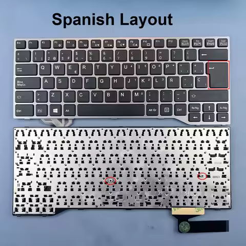 Spanish Keyboard Silver Frame For Fujitsu Lifebook E733 E734 E743 E744 U745 E546 E547 E544 E736 E746