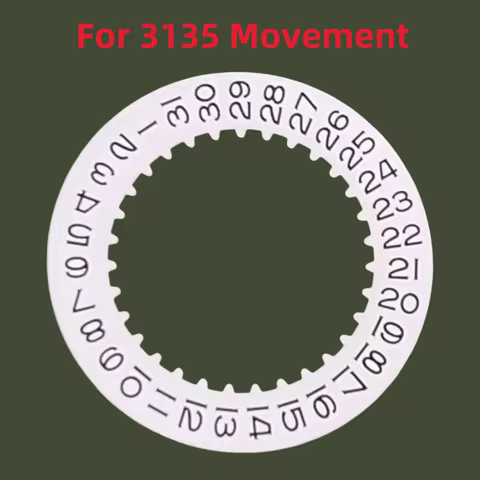 3135 Watch Movement Parts Calendar Dial White Gold Calendar Disc Fit for Swiss 3135 Movement