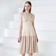 LALIT STUDIO Zara Dress Gold เดรสแขนกุด กระโปรงสั้น สีทอง ชุดออกงานธีมสีทอง ชุดออกงานแต่งกลางวัน แบร