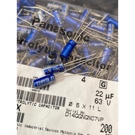 3PCS 22UF 63V Japan Panasonic Fever Beautiful Voice Capacitor 63V22UF 5 * 11 AM Flash Blue Robe