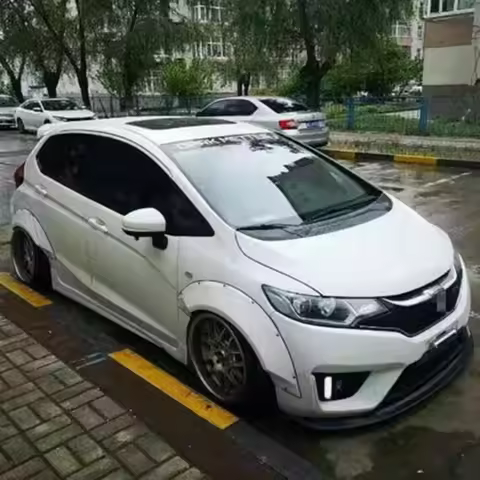 6PCS,For Honda Fit Jazz 2014 2015 2016 Year Car Bodykit Side Diffuser Wheel Brow Accessories Spoiler
