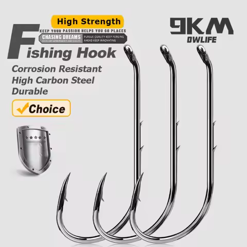 9KM Baitholder Fishing Hooks 50~200Pcs Live Bait Hook Barbed Shank Down Eye Offset Circle Hook Carp 