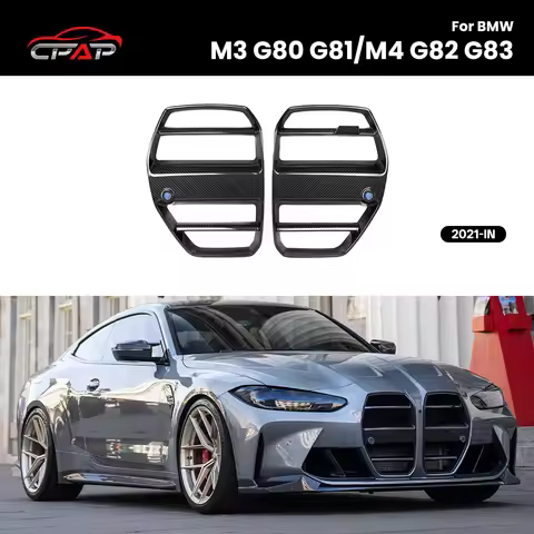 Real Dry Carbon Fiber Front Bumper Kidney Hood Grille For BMW G80 G81 M3 G82 G83 M4 2021-IN ST/V Sty