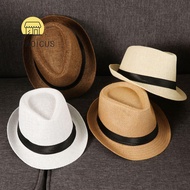 YURUYI Straw Panama Cap Beach Summer Gangster Cap Jazz Dress Hat