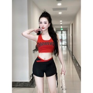 Strapless bra set, aerobic yoga gym outfit tt02