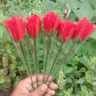 Promo Bucket bunga mawar flanel pertangkai plastik bunga carft Diskon