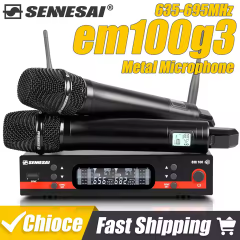SENNESAI Em100g3 Professional Dual Wireless Microphone Stage Performance 2 Channels 600-699MHz UHF K