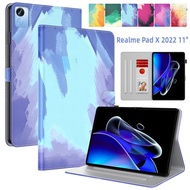 For Realme Pad X 2022 10.95-inch Case RMP2107 RMP2108 Tablet Casing Gradient Rainbow Color Flip Leat