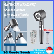 🇸🇬【READY STOCK】High Pressure Detachable Handheld Shower Head Set 3 Mode Bathroom Sprayer One Button Stop Original