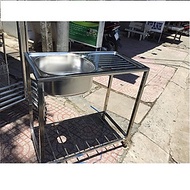 Bộ Chậu Rửa Chén Bát Inox 304 Có Chân HWATA 1 Hộc 1 Bàn Chờ - Hàng Chính Hãng nhiều kích t