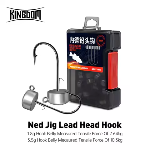 Kingdom Ned Rig Jig Heads Fishing Hooks 1.8g 2.7g 3.5g 4.2g 26mm 27.5mm For Soft Worm Lure Pike Trou
