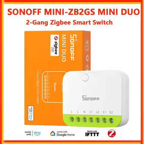 SONOFF MINI DUO 2-Gang Zigbee Smart Switch MINI-ZB2GS Smart Home Dual-Load Control Zigbee Switch eWe