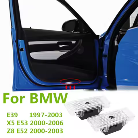 2PCS For BMW 5 Series E39 X5 E53 Z8 E52 LED Car Door Welcome Light Bulbs Projector Ghost Shadow Warn