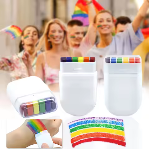 6 Color Rainbow Face Paint,Easy to Apply Face crayons,1/2pcs Face Color Stick Removable Portable Fac