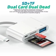 4 合 1 USB 讀卡機 Lighting 轉 USB C 轉 USB 隨身碟、SD、TF 記憶卡 OTG 纜線轉接器充電轉換器適用於 iPhone 2ndckp hysckp 1962 4 in 