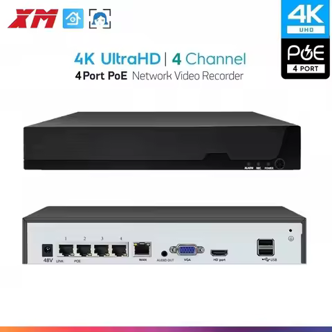XM PoE NVR 4Channel Home Security Camera System Video Recorder Support 8MP/5MP/4MP/3MP/1080P HD IP C