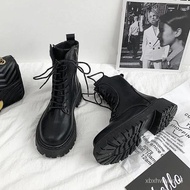 KY-DNew British Style Dr. Martens Boots Women's Autumn and Winter Velvet Padded All-Matching Show Skinny Boots Increased