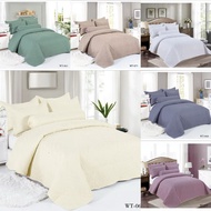(Wan Tong Cadar) plain patchwork embroidery(6 IN 1) kualiti full cotton cadar sulam super king/king 