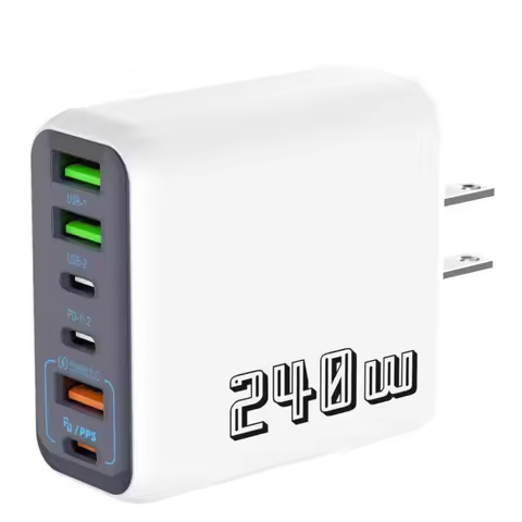 240W GaN Fast Charger, 6-Port USB C Wall Charger PD 3.0 QC 3.0 Quick Charging Adapter for iPhone Sam