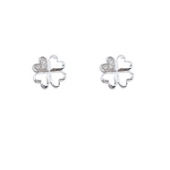 Top Cash Jewellery 9K White Gold Clover Diamond Earrings