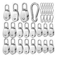 16Pcs M15 M20 M25 Single Pulley BlockStainless Steel Swivel Pulley Wire Rope Hanging Pulley Wheel fo