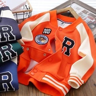 Unisex CHILDREN'S Varsity Baseball Jacket (1th-18th) INITIAL R LOGO (CAN CUSTOM INITIALS) Unisex Fle