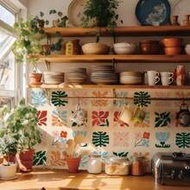 1 PACK Of 10PCS 20*20cm/7.87*7.87inch Matisse Abstract Floral Peel And Stick Backsplash Tiles, Self-