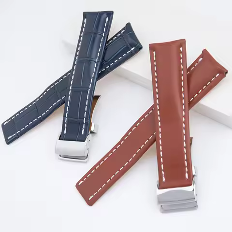 22mm 24mm Soft Calfskin Leather Watch Strap Band for Breitling Watchband Avenger/navitimer Premier B