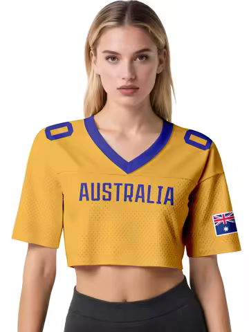 Custom Australia National Cropped Jersey, Personalized Australia Jersey Crop Top, Womens Game Day Sh