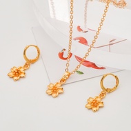 Hyl Jewelry 105S Set Perhiasan Titanium Wanita Lapis Emas Silver Anti Karat Asli Dewasa Murah Korea