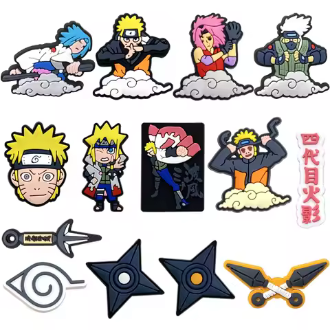 Naruto PVC Soft Plastic Decoration Shoe Charms Accessories for Crocs Sandals DIY Y2k Fashion Toys An