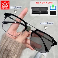 IMPALA JS6019P Fashion Men Photochromic Myopia Glasses Anti Blue Light UV400 Lens Day and Night Auto