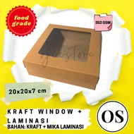 Box Kraft Window Chocolate 20x20x7 With Laminate Window For Hampers, Cakes, Sponges, Spiku, Pudding, Bread