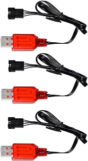 3PCS 7.4V SM-4P Plug USB Charging Cable for DE36W DE65 HM202 EC08 EC16 RC Car,Off-Road Vehicle,M416 Electric Gel Ball Blaster Battery Charger