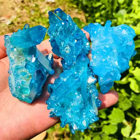 1pc Stunning Rare Sky Blue Aura Quartz Cluster Perfect for High-End Office And Home Decoration As We